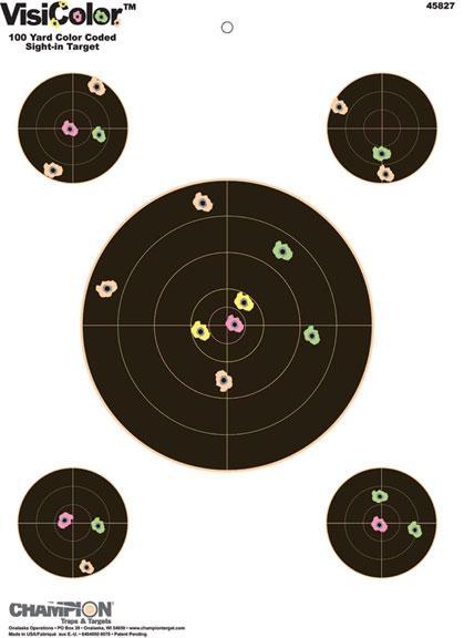 Champion Paper Targets Champion VisiColor High-Visibility Paper Targets 8" Bull With 4 extra Bulls 10/Pack