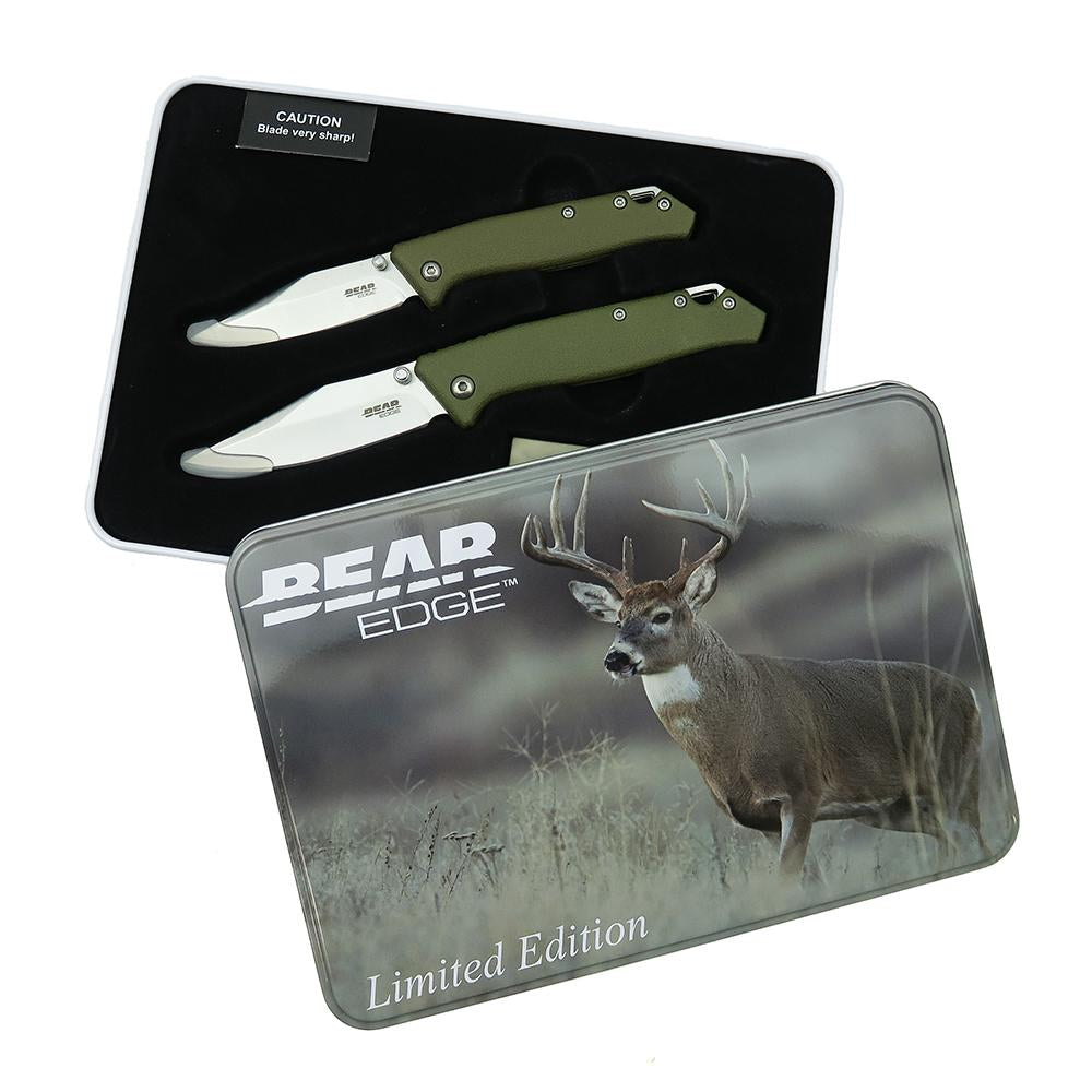 Bear & Son Cutlery Knives Bear & Son Cutlery Bear & Son Limited Edition Gift Tin Two Folding Knife Combo Set OD Green