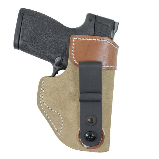 Desantis Leather Gun Holsters Desantis Leather DeSantis Sof-Tuck Holster for Glock 26/27/33 Natural Suede Right Hand