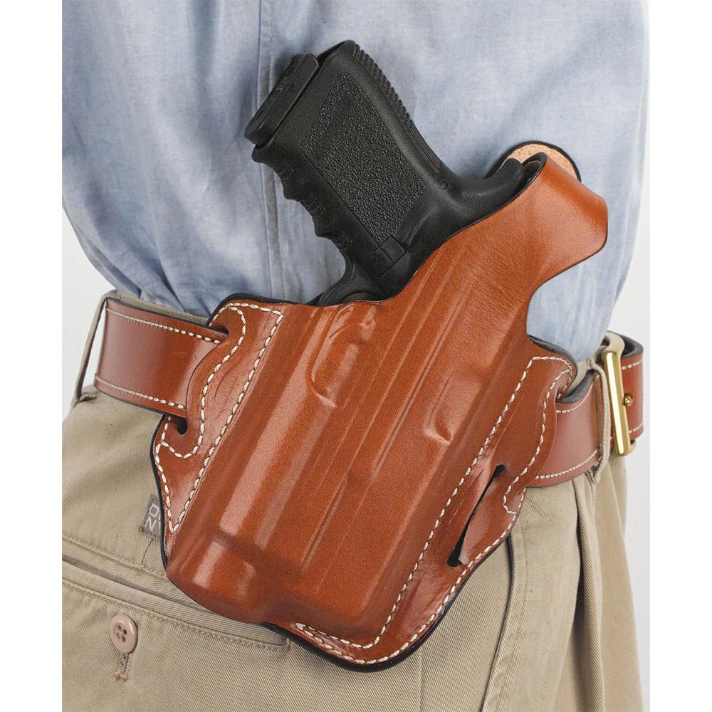 Desantis Leather Gun Holsters Desantis Leather Desantis Tac-Lite OWB Holster for Glock 17/22/31 with Surefire X300 Tan Right Hand