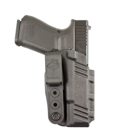 Desantis Leather Gun Holsters Desantis Leather Desantis #137 Slim-Tuk IWB Holster for P365-X Macro With wo Red Dot Barrel Black Ambi