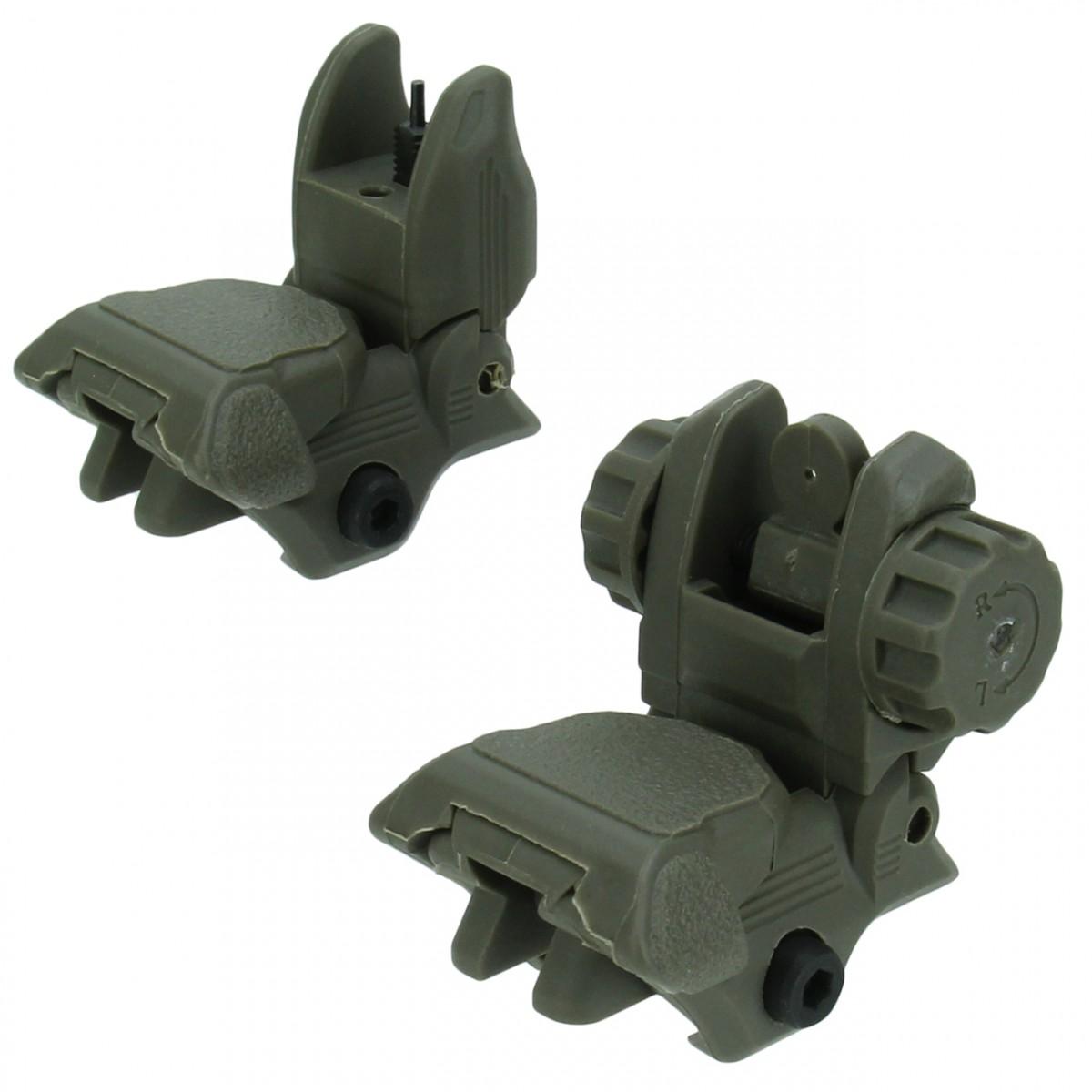 Tacfire Rifle Sights Tacfire  Tacfire AR-15 45 Same Plane/Low Profile Pop Up Sights OD Green
