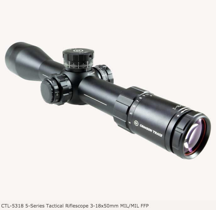 Crimson Trace Optics|Centerfire Scopes Crimson Trace 5-Series Tactical Riflescope 3-18x50mm MIL/MIL FFP With MR1-MIL Illum Reticle