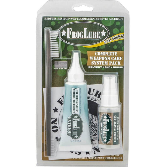 Audeo Sum Inc DBA FrogLube Gun Cleaning Kits Audeo Sum Inc DBA FrogLube FrogLube Complete Weapons Care System Pack - Solvent CLP Brush