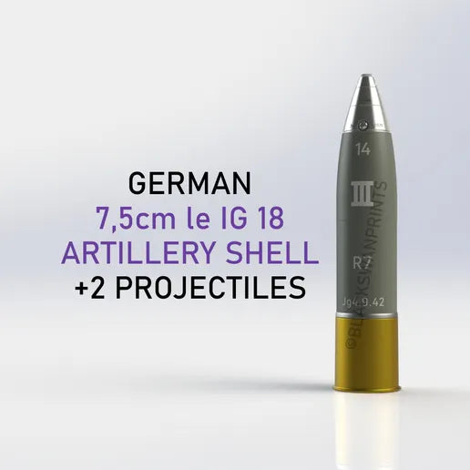 WW2 German 7.5cm le IG 18 Artillery Shell (WWII German Infantry Support) Full-Size 3D Printed Replica