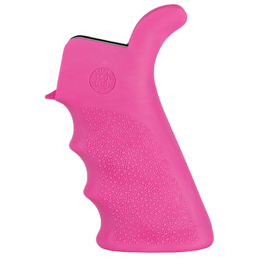 Hogue Grips Hogue  Hogue AR-15/M-16 Rubber Beavertail Grip with Finger Grooves-Pink