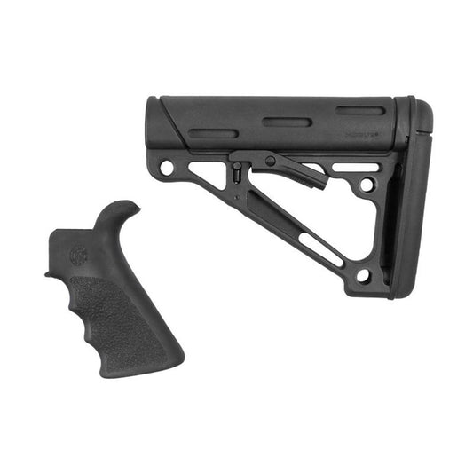 Hogue Chassis &amp; Stocks Hogue  Hogue AR-15/M-16 Kit - Finger Groove Beavertail Grip & Over-Molded Collapsible Buttstock - Mil-Spec Buffer Tube Black