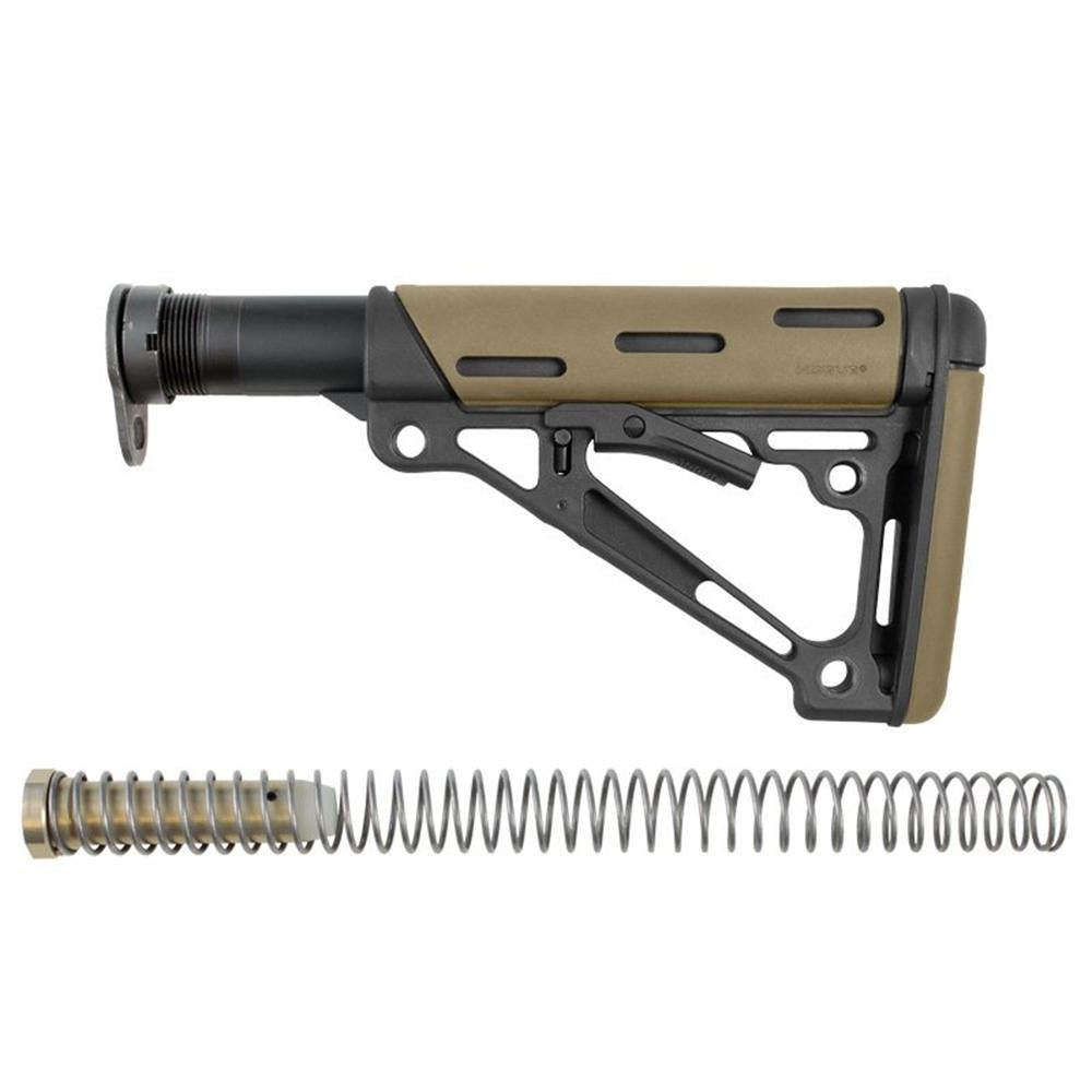 Hogue Chassis &amp; Stocks Hogue  Hogue AR-15/M-16 OM Collapsible Buttstock Assembly with Buffer Tube and Hardware-Desert Tan Rubber