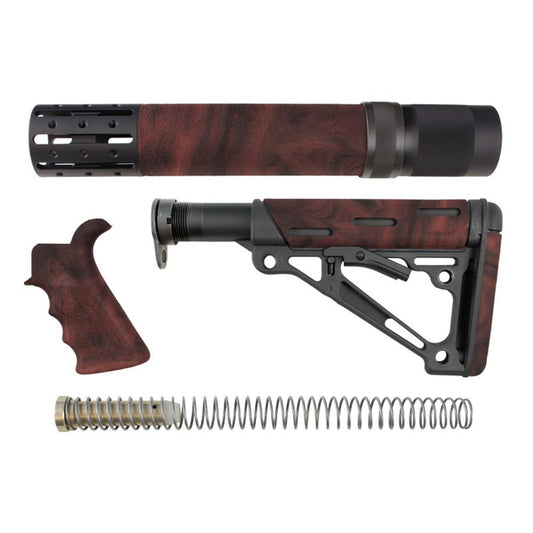 Hogue Chassis &amp; Stocks Hogue  Hogue AR-15/M-16 Kit Overmolded Grip/Forend/Collapsible Buttstock Red Lava