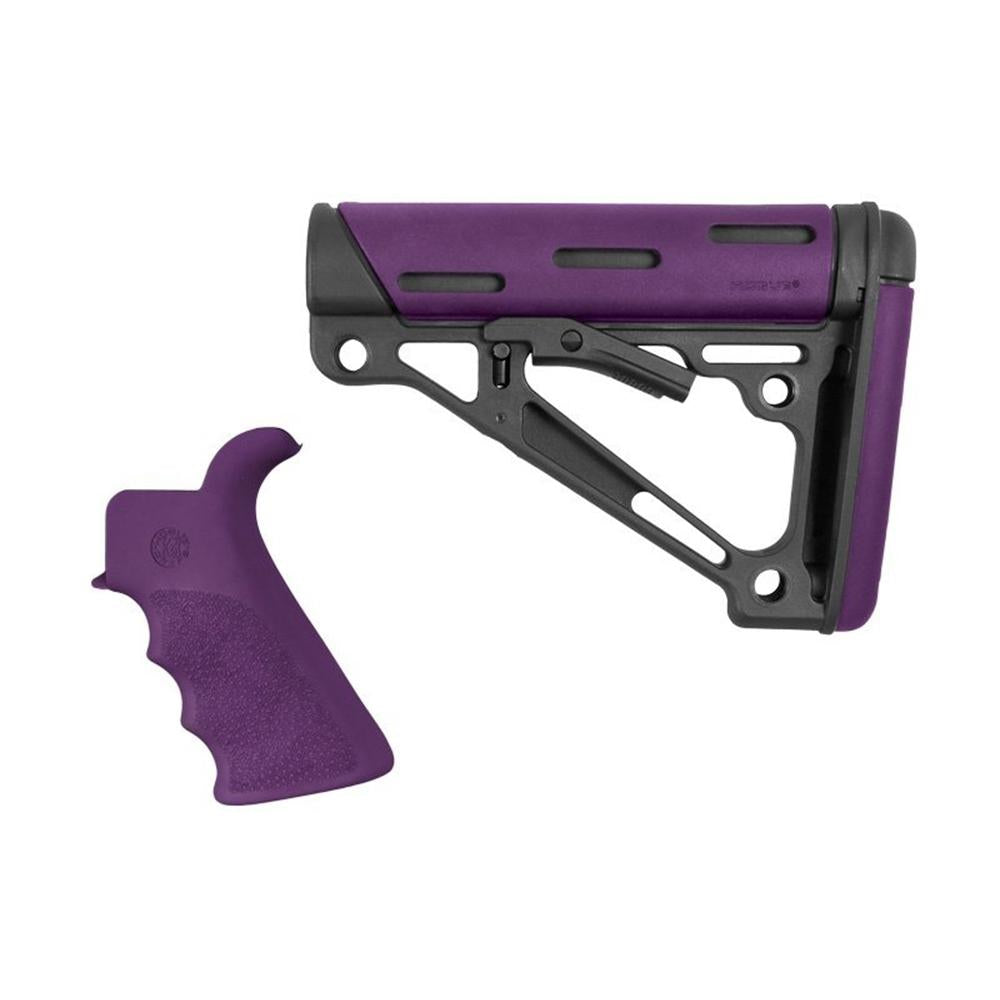 Hogue Chassis &amp; Stocks Hogue  Hogue AR-15/M16 Kit Overmolded Beavertail Grip and Collapsible Buttstock for Mil-Spec Buffer Tube Purple