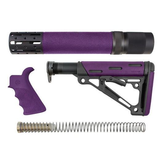 Hogue Chassis &amp; Stocks Hogue  Hogue AR-15/M16 Kit Overmolded Beavertail Grip & Collapsible Mil-Spec Buffer Tube Buttstock Purple