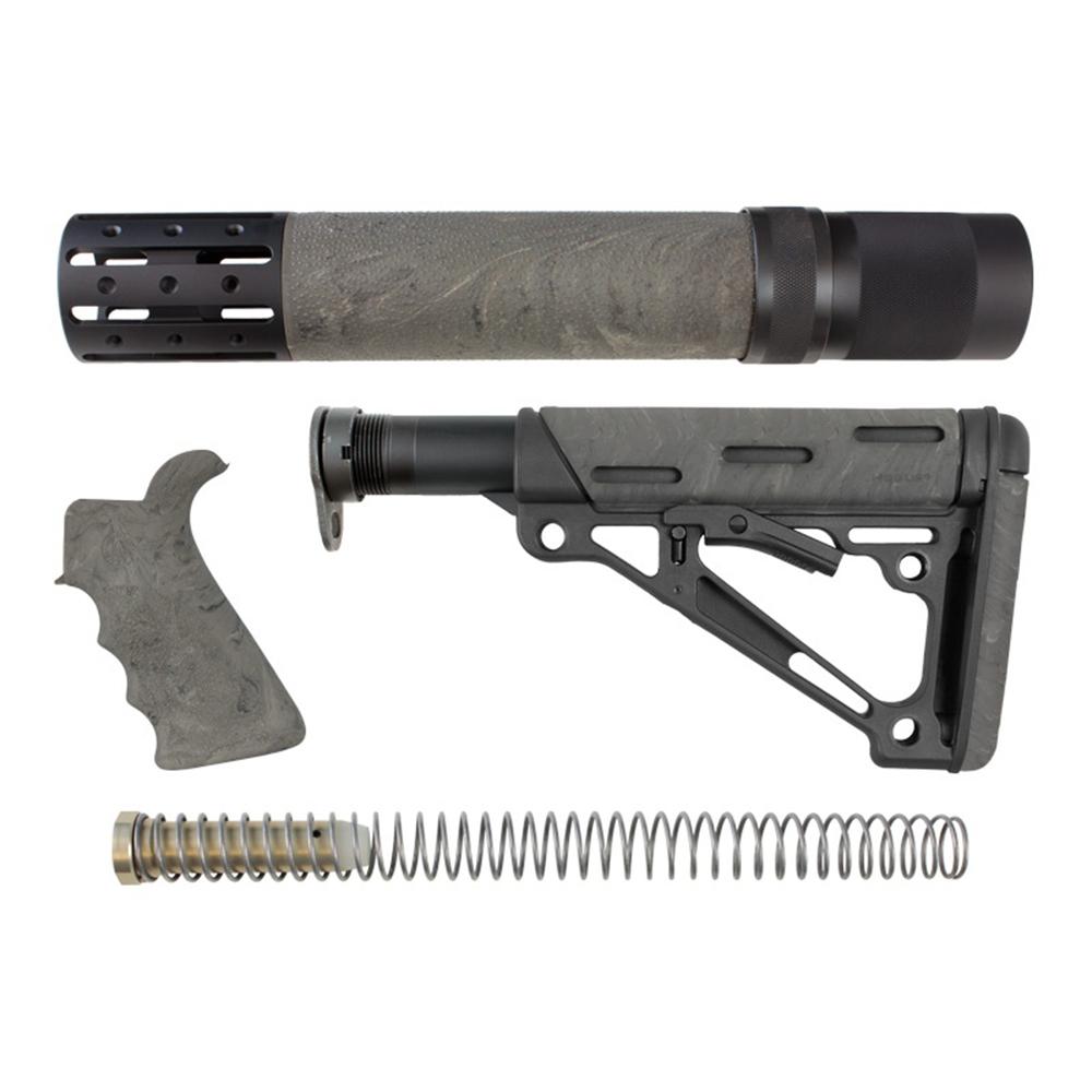Hogue Chassis &amp; Stocks Hogue  Hogue AR-15/M16 Kit Overmolded Beavertail Grip and Collapsible Buttstock for Mil-Spec Buffer Tube Ghille Green