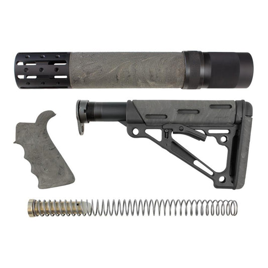 Hogue Chassis &amp; Stocks Hogue  Hogue AR-15/M16 Kit Overmolded Beavertail Grip and Collapsible Buttstock for Mil-Spec Buffer Tube Ghille Green