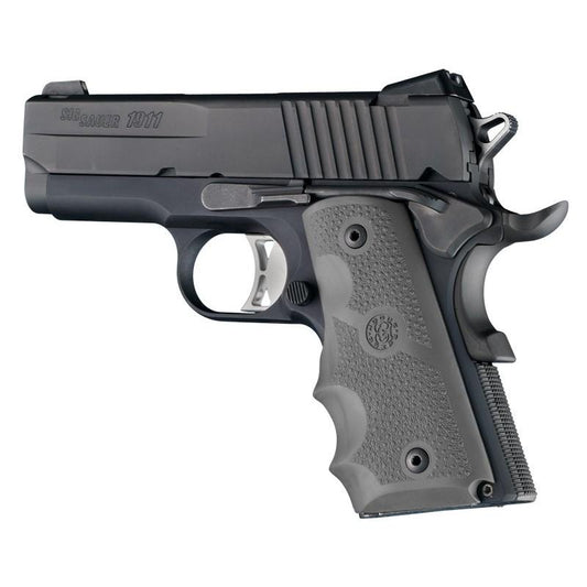 Hogue Grips Hogue  Hogue 1911 Officer Rubber Handgun Grips with Finger Grooves Slate Grey