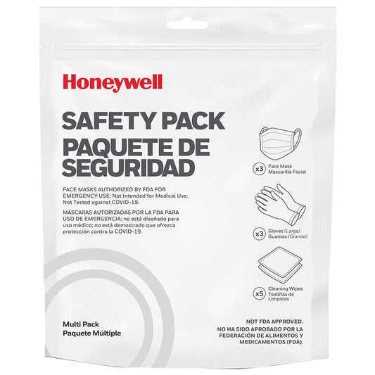 Honeywell Safety Products USA First Aid|Shooting Honeywell Safety Products USA Howard Leight Safety Multi Pack PPE Kit Face Mask (3) Gloves (3) & Cleansing Wipes (5)