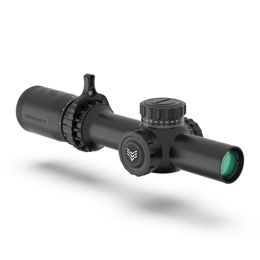 10 Ring Centerfire Scopes 10 Ring Swampfox Tomahawk II Rifle Scope 1-6x24 30mm SFP BFO Green Illum. Black
