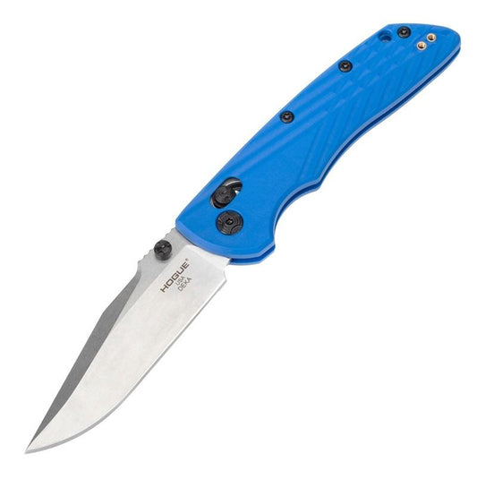 Hogue Knife Knives &amp; Edged Tools|Knives Hogue Knife Hogue Deka Manual Folder Knife 3 1/4" Clip Point Blade Blue and Silver