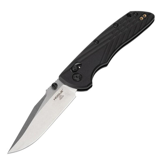 Hogue Knife Knives &amp; Edged Tools|Knives Hogue Knife Hogue Deka Manual Folder Knife 3 1/4" Clip Point Blade Black With Thumb Studs