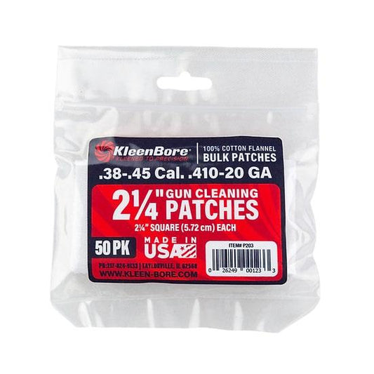 Kleen Bore Gun Cleaning Jags Patch Holders &amp; Patches Kleen Bore KleenBore Cotton Patches 2-1/4? .38-.45 Cal. & .410-20 ga 50/ct