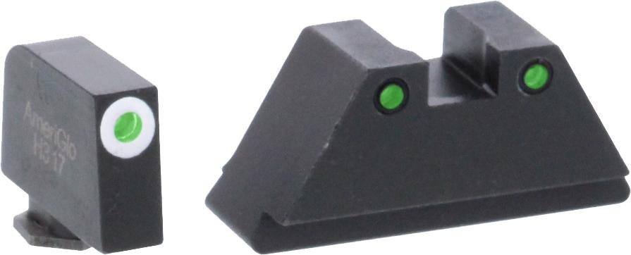 Ameriglo Suppressor Height Sights Ameriglo Green Tritium Round Outline White .315/black .392 for Glock TallSuppressor