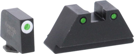 Ameriglo Suppressor Height Sights Ameriglo Green Tritium Round Outline White .315/black .392 for Glock TallSuppressor