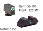 Ameriglo Night Sights Ameriglo Ameriglo Tritium i-Dot Night Sight Set for Select Glocks - Front Tritium - Green / Front Outline - White / Rear Style - Green Square Notch