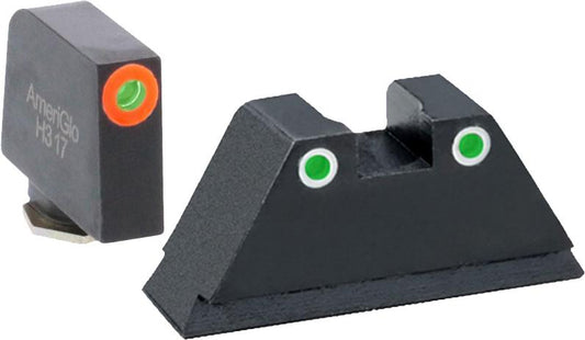 Ameriglo Suppressor Height Sights Ameriglo Ameriglo Green Tritium Round Outline Orange .315/White .392 for Glock Tall Suppressor