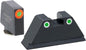 Ameriglo Suppressor Height Sights Ameriglo Ameriglo Green Tritium Round Outline Orange .315/White .392 for Glock Tall Suppressor