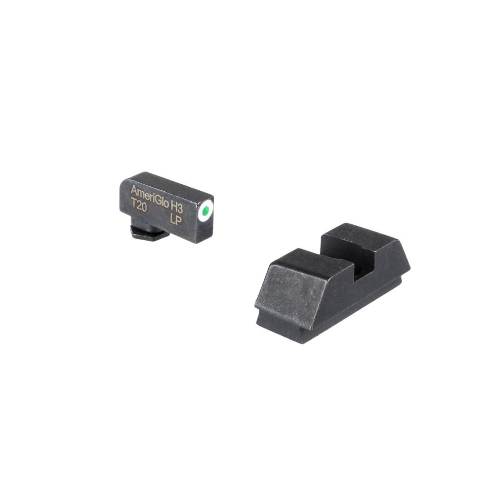 Ameriglo Night Sights Ameriglo Ameriglo Optics Compatible Tritium Handgun Sight Set for Glock Flat Black .295? Rear 1L Tall Green with White 220? Front