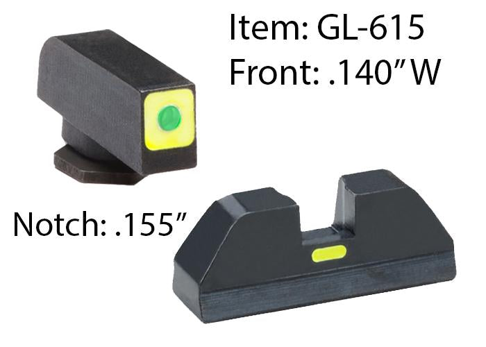 Ameriglo Gun Parts|Night Sights Ameriglo Ameriglo Glock CAP Sight Set For Glock 20 21 29 30 31 32 36 40 41 - Green Tritium Lime Green Lumisquare Outline Front/Rear