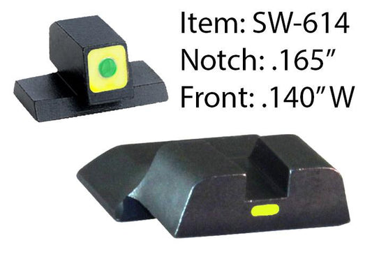 Ameriglo Night Sights Ameriglo Ameriglo CAP Tritium Night Sights for S&W M&P / Front Tritium - Green / Front Outline - LumiGreen / Style - CAP / Rear Paint Bar - LumiGreen