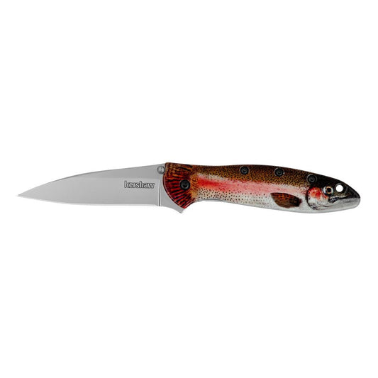 Kershaw Knives Knives Kershaw Knives Kershaw Leek Folding Knife 3" Drop Point Blade Rainbow Trout