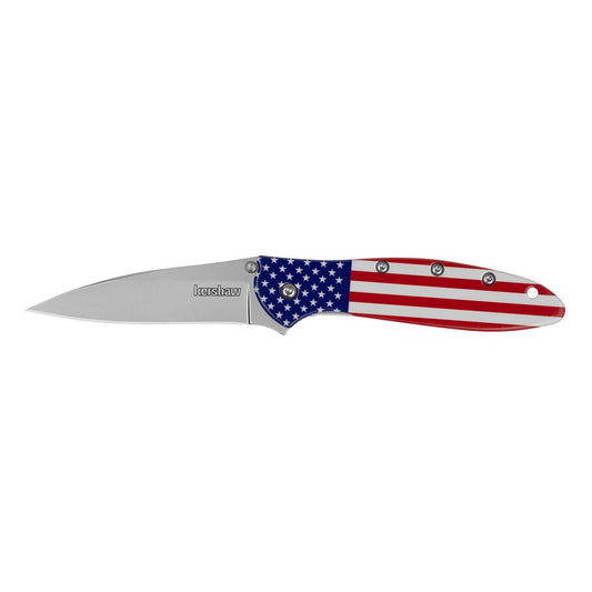 Kershaw Knives Knives Kershaw Knives Kershaw Leek Folding Knife 3" Drop Point Blade USA Flag