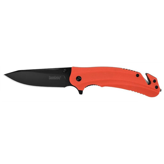 Kershaw Knives Knives &amp; Edged Tools|Knives Kershaw Knives Kershaw Barricade Rescue Folding Knife 3-1/2" Drop Point Blade Orange with Carbide Glassbreaker Tip and Seatbelt Cutter