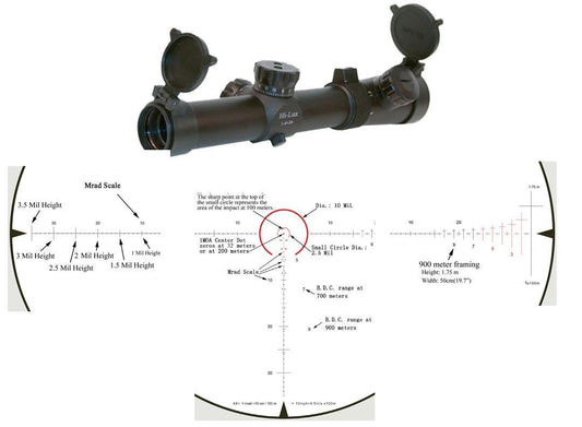 Hi-Lux Centerfire Scopes Hi-Lux  Leatherwood CMR-AK Series Rifle Scope - 1-4x24mm Illum. Red CMR Matte