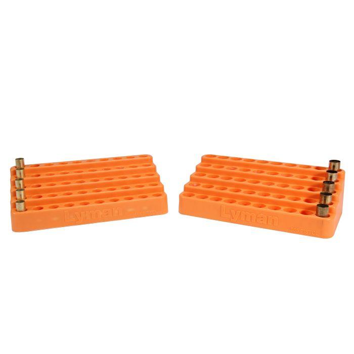 Lyman Storage Lyman Lyman Bleacher Loading Block for Small Caliber Handguns 445 hole size fits: .380 Auto 9mm Luger .38 Super .357 Sig .38 Special .357 Mag 40 S&W 10mm