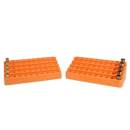 Lyman Storage Lyman Lyman Bleacher Loading Block for Small Caliber Handguns 445 hole size fits: .380 Auto 9mm Luger .38 Super .357 Sig .38 Special .357 Mag 40 S&W 10mm