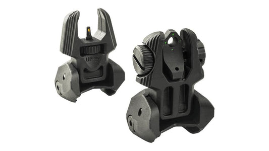 Meprolight Sights Rifle Sights Meprolight Sights Meprolight Mepro FRBS - Self Illuminated Flip Polymer Black Back-up Rifle Sights 4 Dot Rear/Green Hyper Bright Front