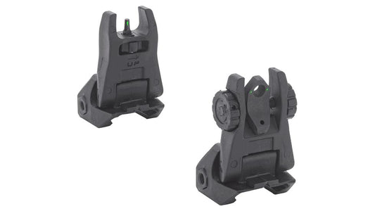 Meprolight Sights Rifle Sights Meprolight Sights Meprolight Mepro FUBS - Self Illuminated Flip Aluminum Black Back-up Rifle Sights 2 Dot Rear/Green Front