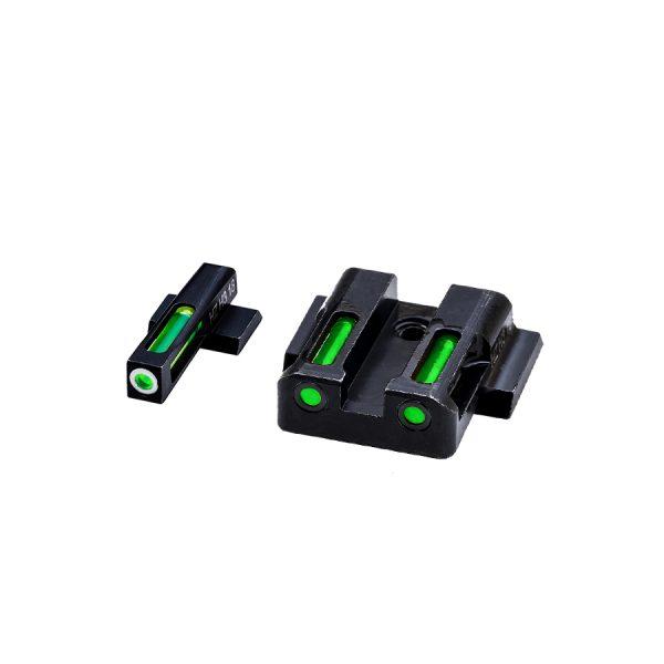 Hiviz Optics|Fiber Optic Sights Hiviz HIVIZ LiteWave H3 sight Green LitePipe/White front ring fits S&W Shield models