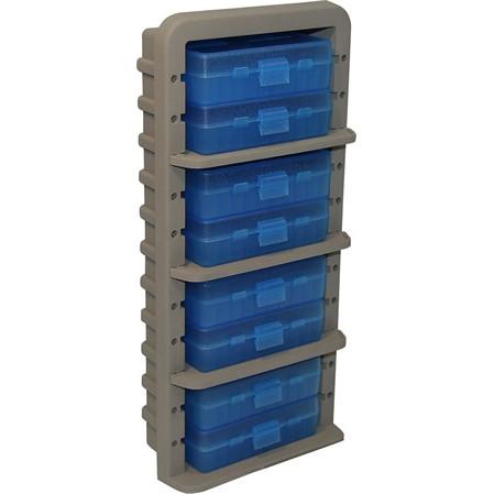 MTM Ammo Boxes MTM AR9M Ammo Rack with 8 P50-9M-24 Ammo Boxes Clear Blue and Dark Earth