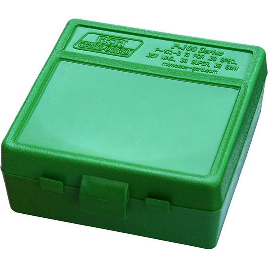 MTM Ammo Boxes MTM P-100-3 Ammo Box 100 Rounds Flip-Top 38 - 357 Green