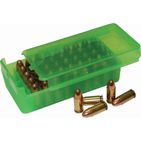 MTM Ammo Boxes MTM Side Slide Handgun Ammo Box 9mm Luger Clear Green