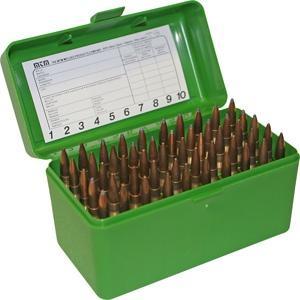 MTM Ammo Boxes MTM Case-Gard R-50 Series Rifle Ammo Box .375 Rem UM .375 Wby Mag 50 Rounds Green