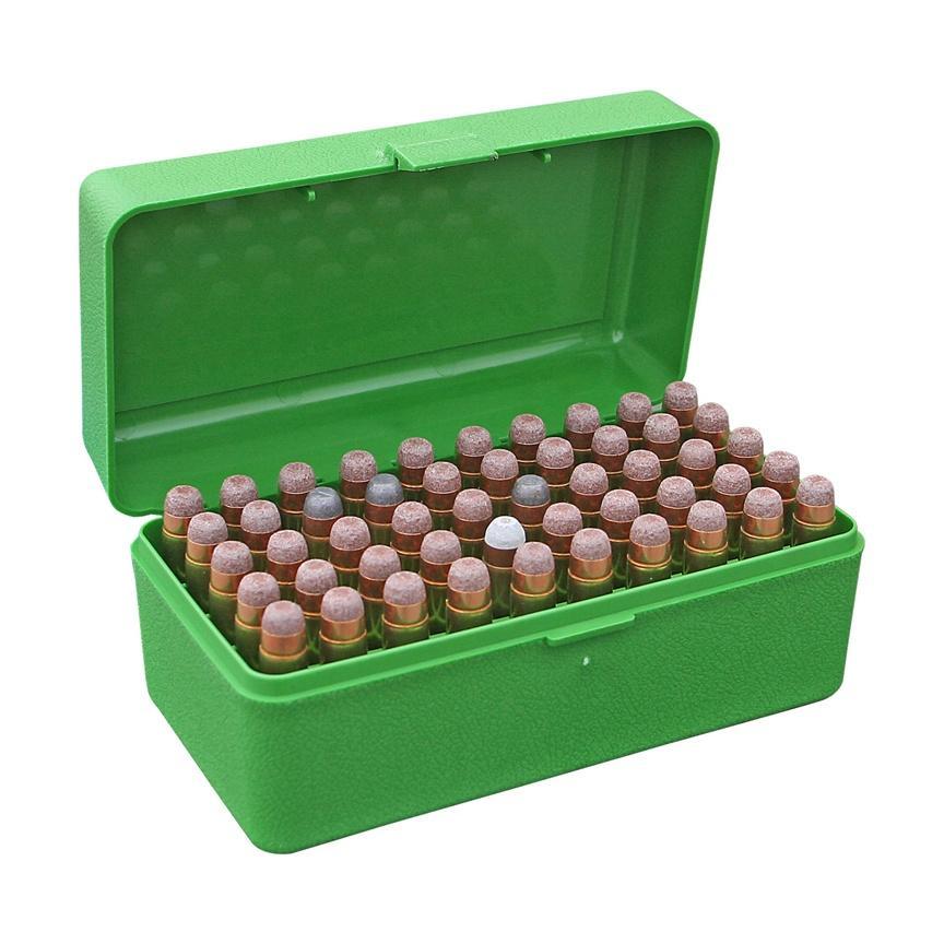 MTM Ammo Boxes MTM Case-Gard R-50 Series Rifle Ammo Box .300 WSM/45-70/7mm R SAUM Green