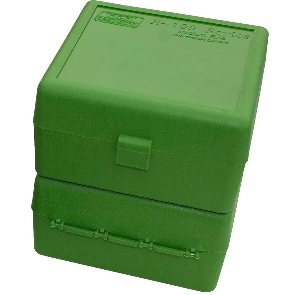 MTM Ammo Boxes MTM Case Guard RS100 Series Small Rifle Ammo Box 100 Rounds Green