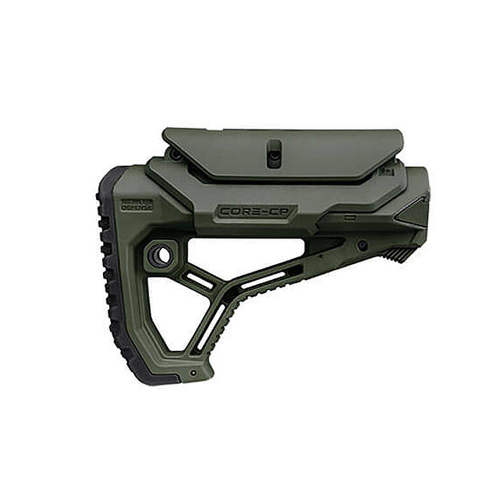 FAB DEFENSE Chassis &amp; Stocks Fab Defense GL-CORE CP Buttstock with Adjustable Cheek-Rest for Milspec and Commercial Tubes OD Green