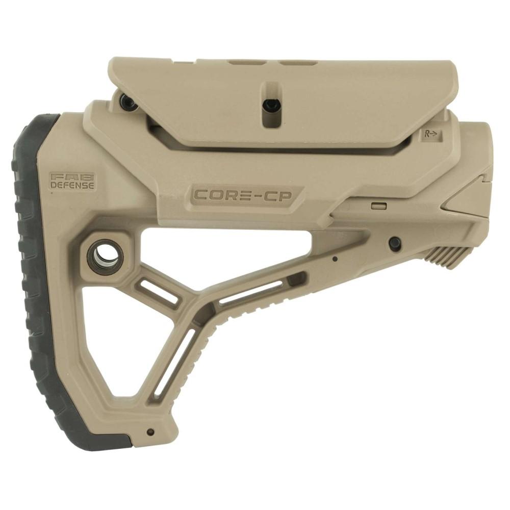 FAB DEFENSE Chassis &amp; Stocks Fab Defense GL-CORE CP Buttstock with Adjustable Cheek-Rest for Milspec and Commercial Tubes FDE