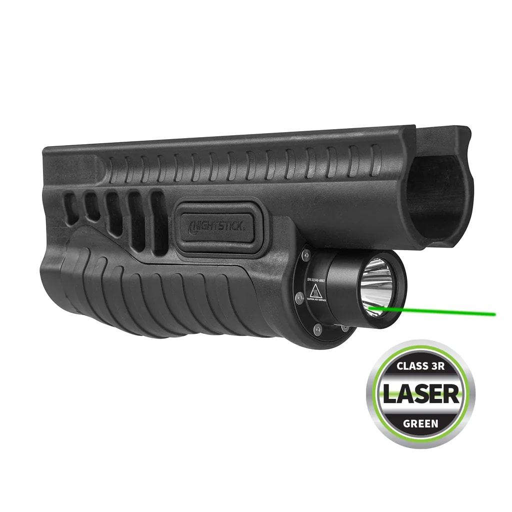Bayco Products dba NightStick Shotgun Lights Bayco Products dba NightStick Nightstick Shotgun Forend Light with Green Laser Black for Mossberg 500/590/590A1/Shockwave 1200 Lumens