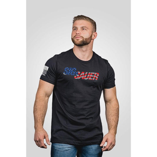 Nine Line Apparel Short Sleeve Shirts Nine Line Apparel Nine Line Sig Sauer USA Flag Short Sleeve Shirt Black 2XL